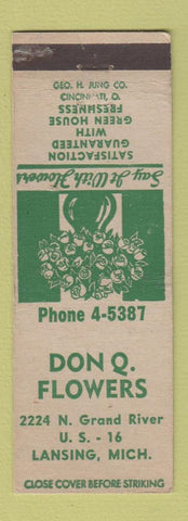 Matchbook Cover - Don Q Flowers Lansing MI  WEAR