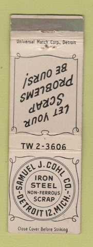 Matchbook Cover - Samuel Cohl Iron Steel Detroit MI WORN