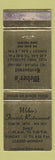 Matchbook Cover - Weber's Fireside Restaurant WEAR