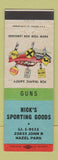 Matchbook Cover - Nick's Sporting Goods Hazel Park MI guns