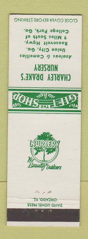 Matchbook Cover - Charley Drake's Nursery College Park GA