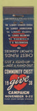 Matchbook Cover - Community Chest Washington DC Alexandria VA 1938 WEAR