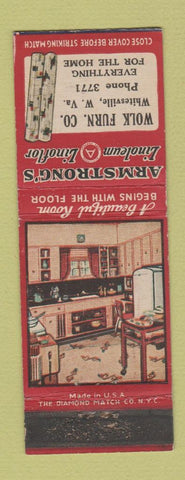 Matchbook Cover - Armstrong Linoleum Wolk Furniture Whitesville WV WEAR