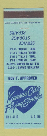 Matchbook Cover - Kansas City Flying Service MO