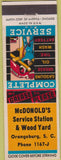 Matchbook Cover - Mcdonald's il gas lumber Orangeburg SC