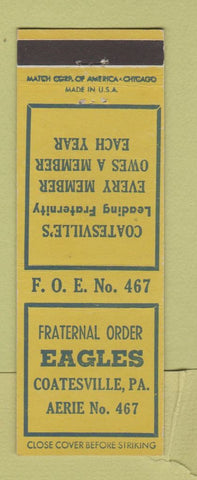 Matchbook Cover - Eagles Club Coatesville PA