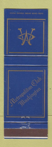 Matchbook Cover - Metropolitan Club of Washington DC