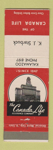 Matchbook Cover - Canada Life Insurance KJ Starbuck Kalamazoo MI