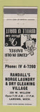 Matchbook Cover - Randall's Norge Laundry Dry Cleaning Lansing MI