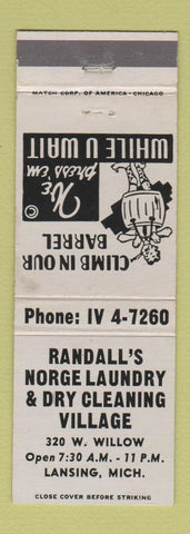 Matchbook Cover - Randall's Norge Laundry Dry Cleaning Lansing MI