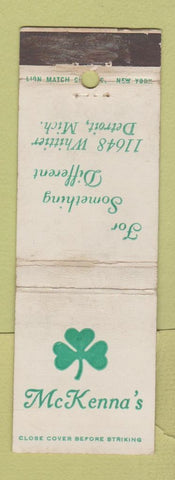 Matchbook Cover - McKenna's liquor foods Detroit MI WEAR
