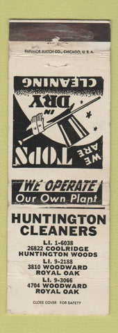 Matchbook Cover - Huntington Cleaners Royal Oak Huntington Woods MI WORN