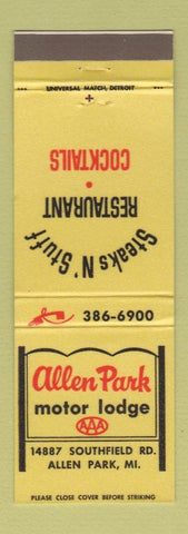 Matchbook Cover - Allen Park Motor Lodge Allen Park MI