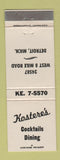 Matchbook Cover - Kostere's Restaurant Detroit MI