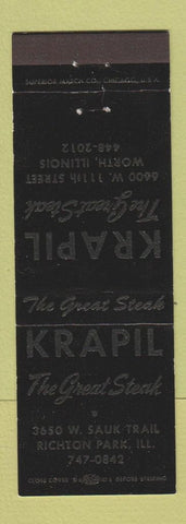 Matchbook Cover - Krapil Steak Richton Park IL Worth
