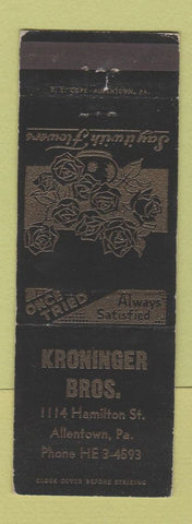 Matchbook Cover - Kroninger Bros Flowers Allentown PA