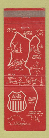 Matchbook Cover - Union Pacific Railroad Utah Parks Cedar City UT