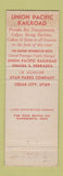Matchbook Cover - Union Pacific Railroad Utah Parks Cedar City UT