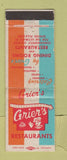 Matchbook Cover - Grier's Restaurants CHAIN WORN
