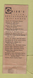 Matchbook Cover - Grier's Restaurants CHAIN WORN