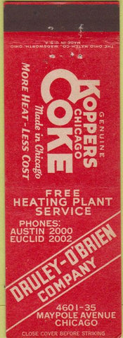Matchbook Cover - Koppers Coal Coke Druley O'Brein Co Chicago IL