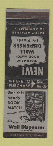 Matchbook Cover - Matchbook Wall Dispenser Columbia Match Cleveland OH