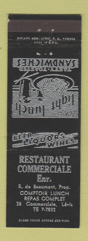 Matchbook Cover - Restaurant Commerciale Levis QC