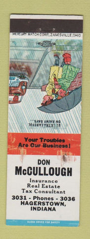 Matchbook Cover - Don McCullough Insurance Real Estate Hagerstown IN WEAR
