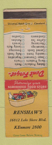 Matchbook Cover - Renshaw's Grocery WEAR