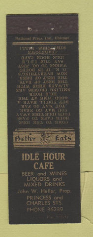 Matchbook Cover - Idle House Cafe