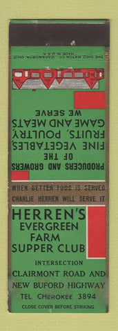 Matchbook Cover - Herren's Evergreen Farm Supper Club