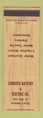 Matchbook Cover - Lubbock Battery & Electric TX?