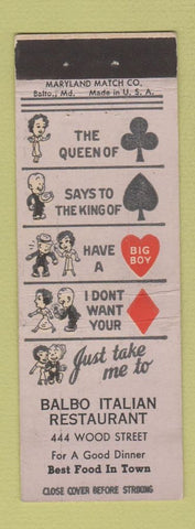 Matchbook Cover - Balbo Italian Restaurant