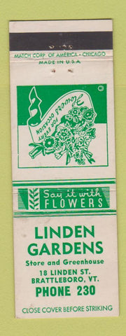 Matchbook Cover - Linden Gardens Brattleboro VT