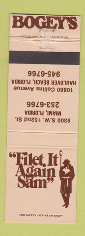Matchbook Cover - Bogey's Restaurant Miami FL Haulover Beach