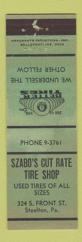 Matchbook Cover - Szabo's Cut Rate Tire Shop Steelton PA MERCHANTS WEAR