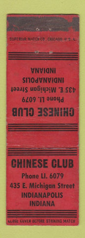Matchbook Cover - Chinese Club Indianapolis IN WEAR
