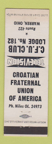 Matchbook Cover - Croatian Fraternal Union Warren OH