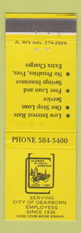 Matchbook Cover - City of Dearborn MI Employees Credit Union YELLOW