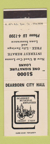 Matchbook Cover - City of Dearborn MI Employees Credit Union WHITE