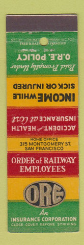 Matchbook Cover - Order of Railway Employee Insurance San Francisco CA
