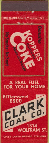 Matchbook Cover - Koppers Coal Coke Clark Coal Chicago IL  LL 25