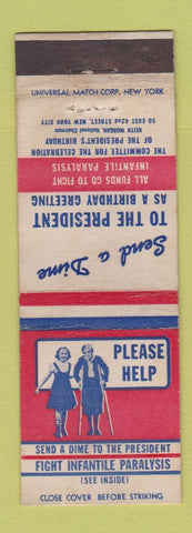 Matchbook Cover - March of Dimes Infantile Paralysis