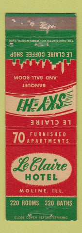 Matchbook Cover - Le Claire Hotel Moline IL WEAR