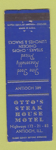 Matchbook Cover - Otto's Steak House Motel Antioch IL WORN