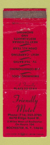 Matchbook Cover - Friendly Motel Rochester NY WEAR