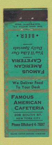 Matchbook Cover - Famous American Cafeteria New York City WEAR