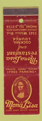 Matchbook Cover - Mona Lisa Restaurant Los Angeles CA WEAR