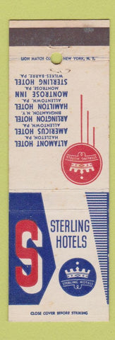 Matchbook Cover - Sterling Hotels Hazleton Allentown Wilkes Barre PA