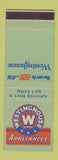 Matchbook Cover - Westinghouse Appliances